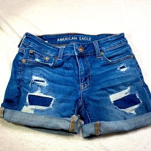 American Eagle denim distressed shorts size 0